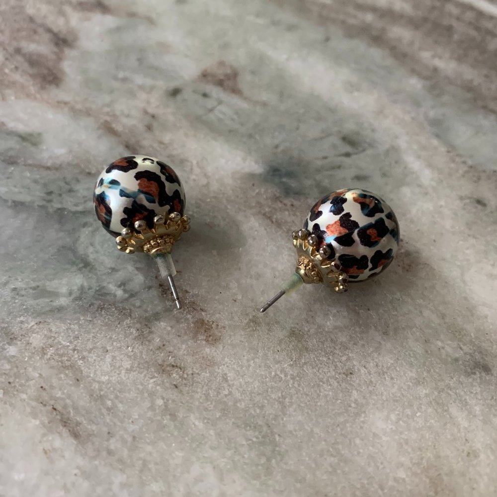 Leopard Print Oversized Stud Earrings